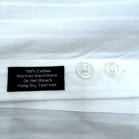 DAVID DONAHUE WHITE TONAL STRIPE TUXEDO SHIRT - Picture 9 of 9